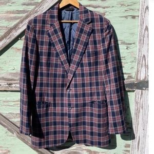 Vintage blue and red plaid Sport Coat